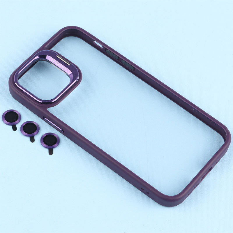 قاب PC شفاف Eason Case استند شو + محافظ لنز رینگی iPhone 12