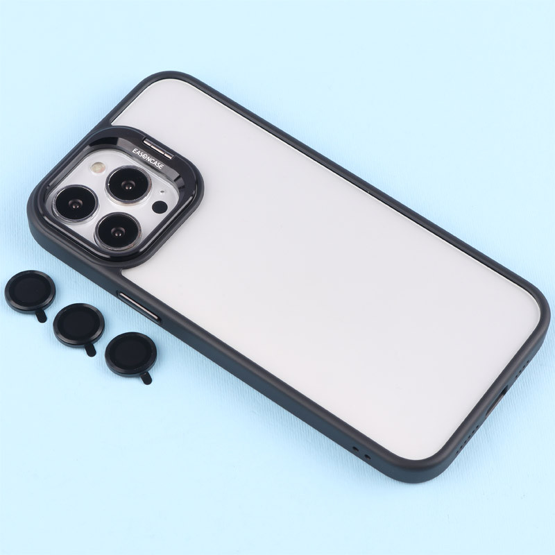 قاب PC شفاف Eason Case استند شو + محافظ لنز رینگی iPhone 13 Pro Max