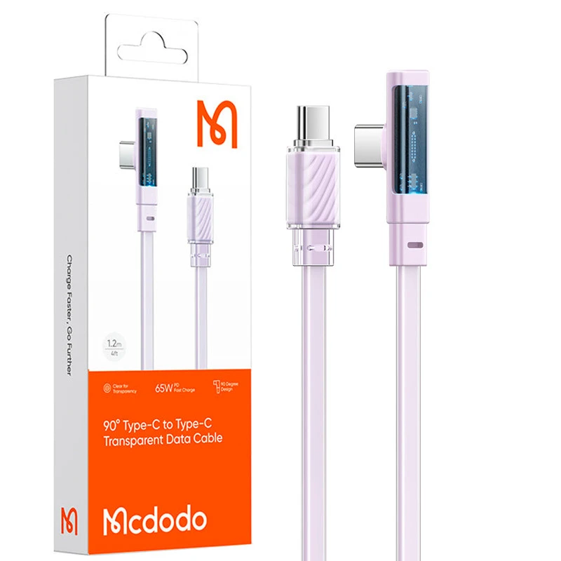 کابل تبدیل فست شارژ Mcdodo CA-345 Type-C to Type-C 3.25A PD 65W 1.2m یکسر L