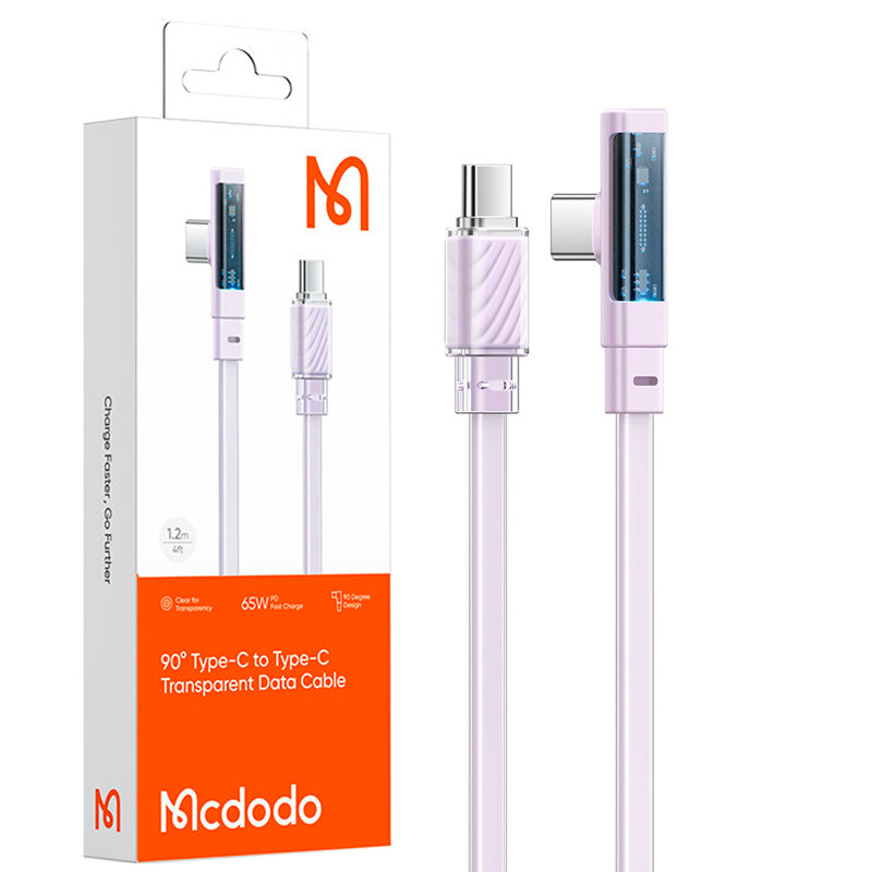 کابل تبدیل فست شارژ Mcdodo CA-345 Type-C to Type-C 3.25A PD 65W 1.2m یکسر L