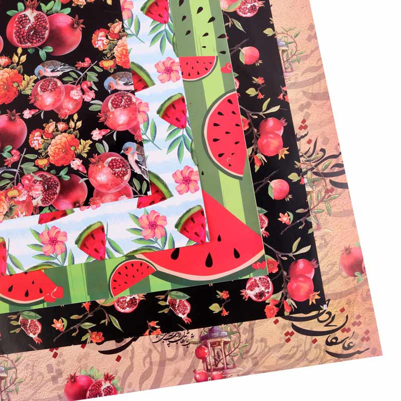 کاغذ کادو طرح دار میوه ای بسته ۵۰ عددی