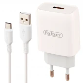 شارژر دیواری فست شارژ Earldom ES-197 2.1A 10.5W + کابل تایپ سی
