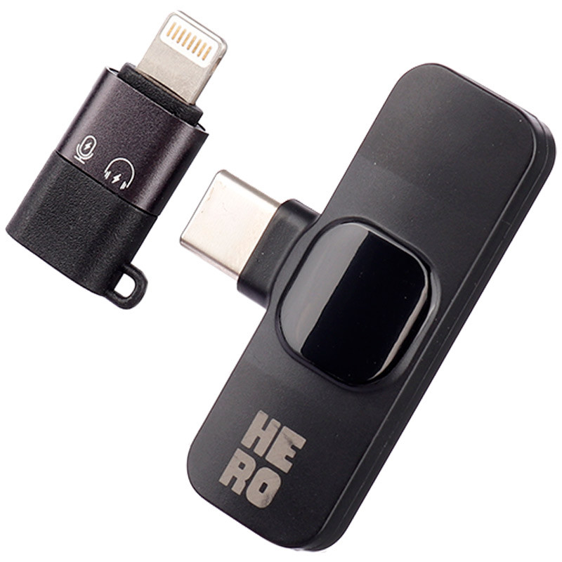 میکروفون یقه ای بی سیم Hero + تبدیل Type-C to Lightning