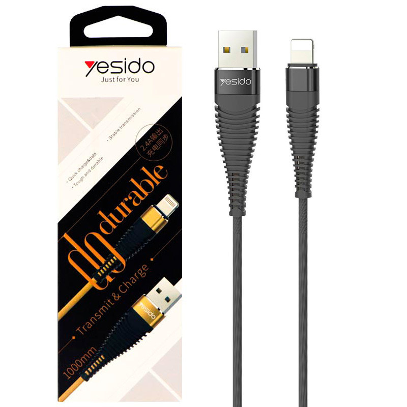 کابل آیفونی Yesido CA-12 1m 2.4A روکش دار
