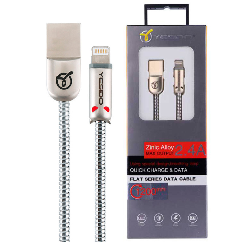 کابل آیفونی روکش فلزی Yesido CA-03 1.2m