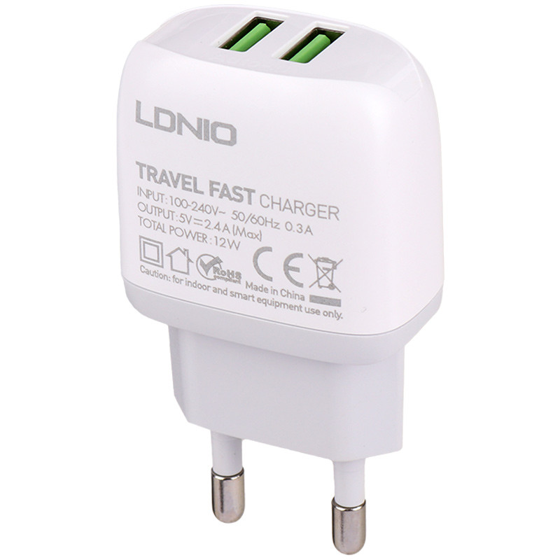 شارژر دیواری فست شارژ Ldnio A2219 2.4A 12W + کابل تایپ سی