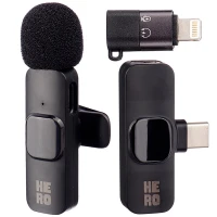 میکروفون یقه ای بی سیم Hero + تبدیل Type-C to Lightning