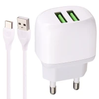 شارژر دیواری فست شارژ Ldnio A2219 2.4A 12W + کابل تایپ سی