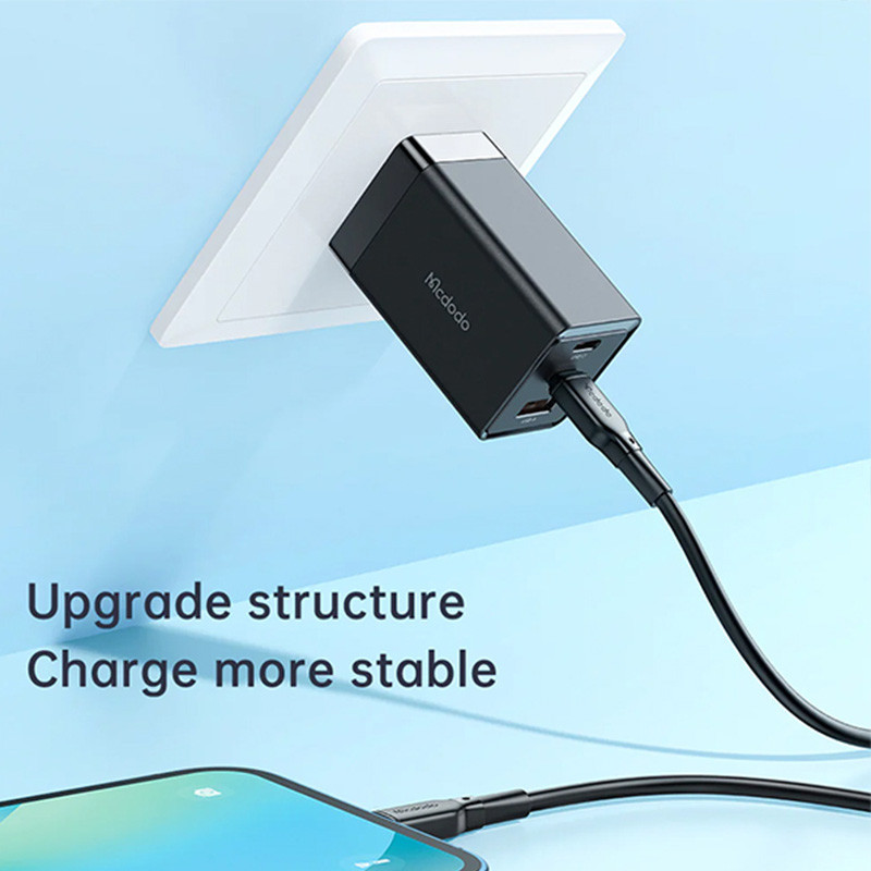 شارژر دیواری فست شارژ Mcdodo CH-1552 GaN5 3A QC3.0 PD3.0 65W + کابل تبدیل تایپ سی