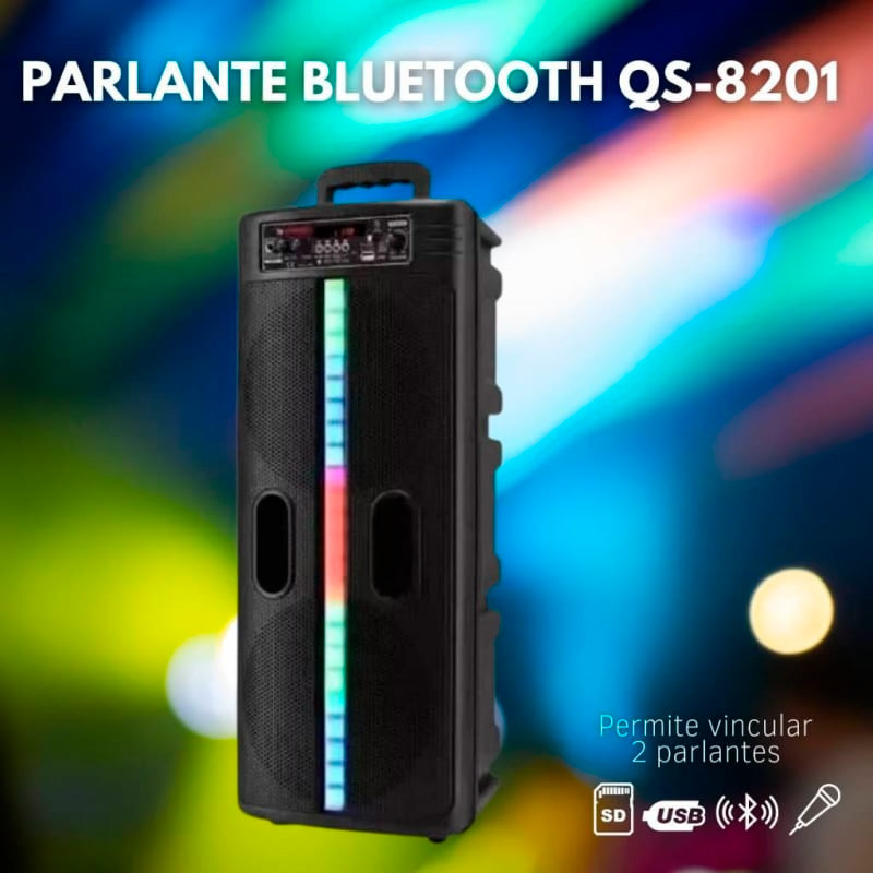 اسپیکر چمدانی بلوتوثی رم و فلش خور Kimiso QS-8201 + میکروفون و ریموت کنترل
