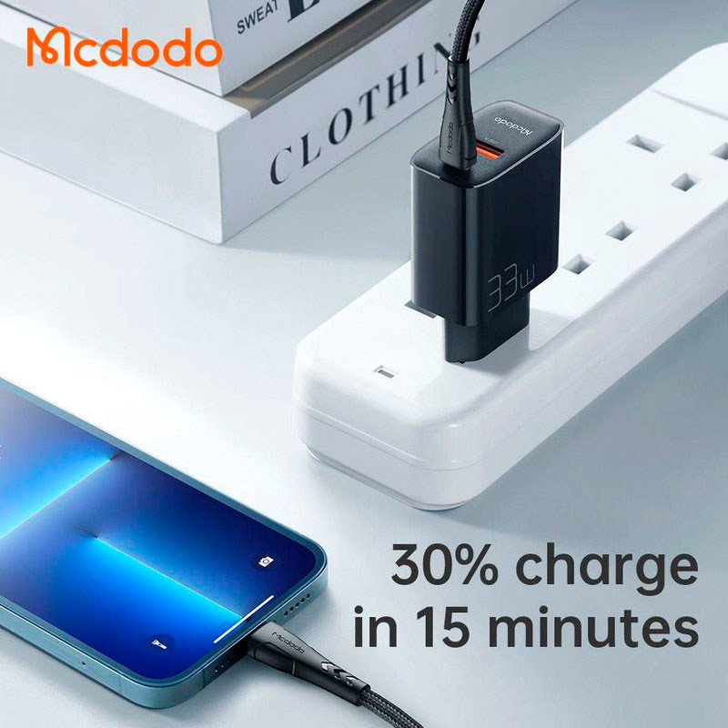 شارژر دیواری فست شارژ Mcdodo CH-0922 3A QC4.0 PD3.0 33W + کابل تبدیل تایپ سی