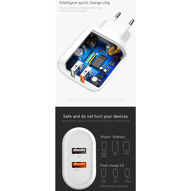 کلگی فست شارژ Baseus Bojure Series CCALL-AG02 2Port 3A QC3.0 PD 23W