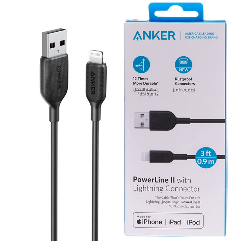کابل آیفونی Anker PowerLine III A8812 2.4A 0.9m