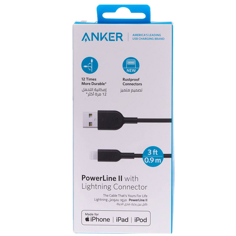 کابل آیفونی Anker PowerLine III A8812 2.4A 0.9m