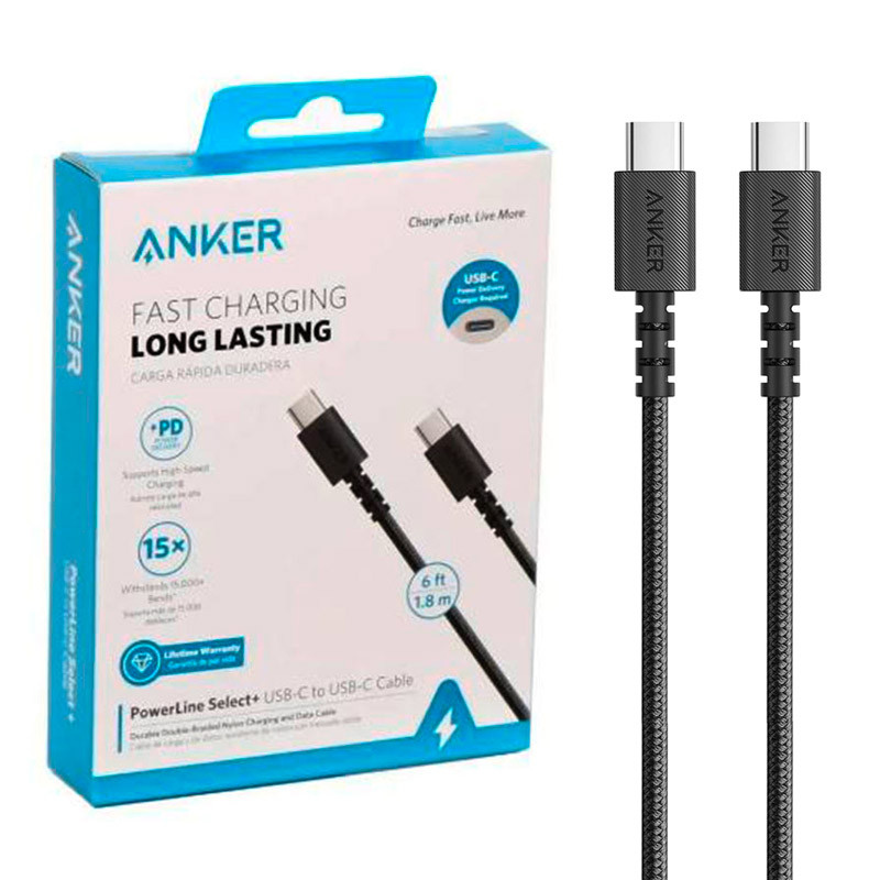 کابل تبدیل فست شارژ Anker PowerLine Select+ A8033 Type-C To Type-C PD 1.8m