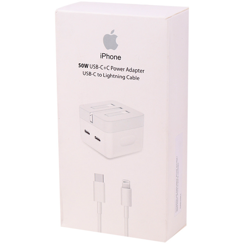شارژر دیواری iPhone MHJF3ZP/A 2port 50W Type-C + کابل آیفونی