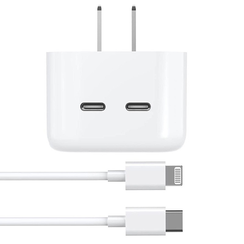 شارژر دیواری iPhone MHJF3ZP/A 2port 50W Type-C + کابل آیفونی