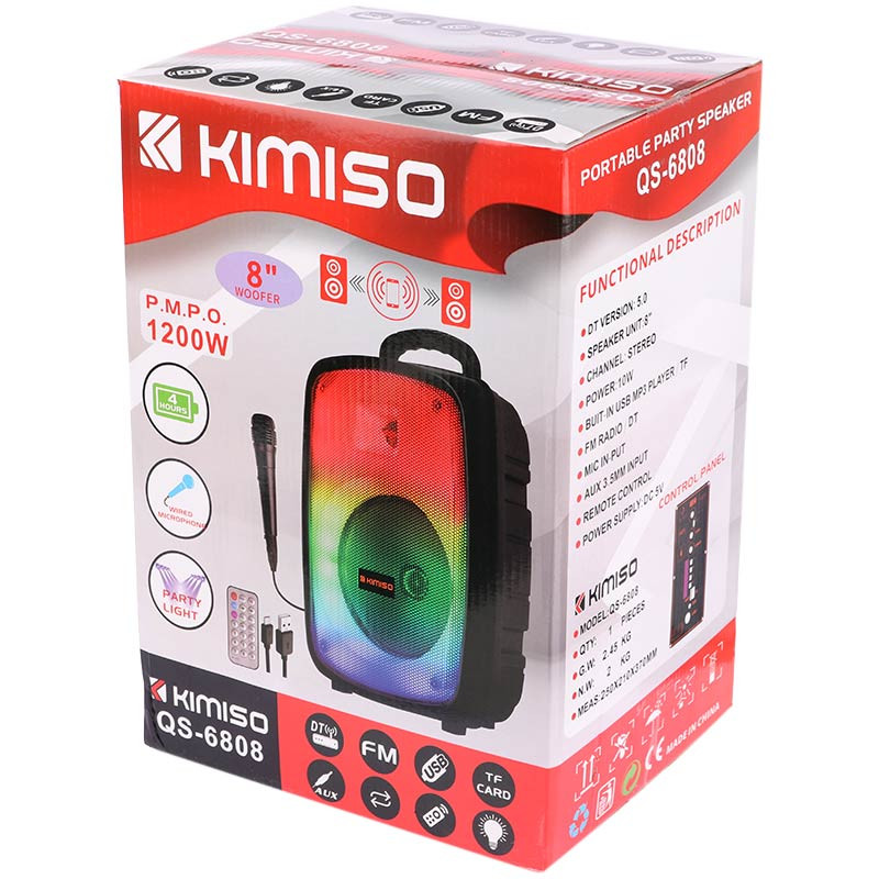 اسپیکر بلوتوثی رم و فلش خور Kimiso QS-6808 + میکروفون و ریموت کنترل