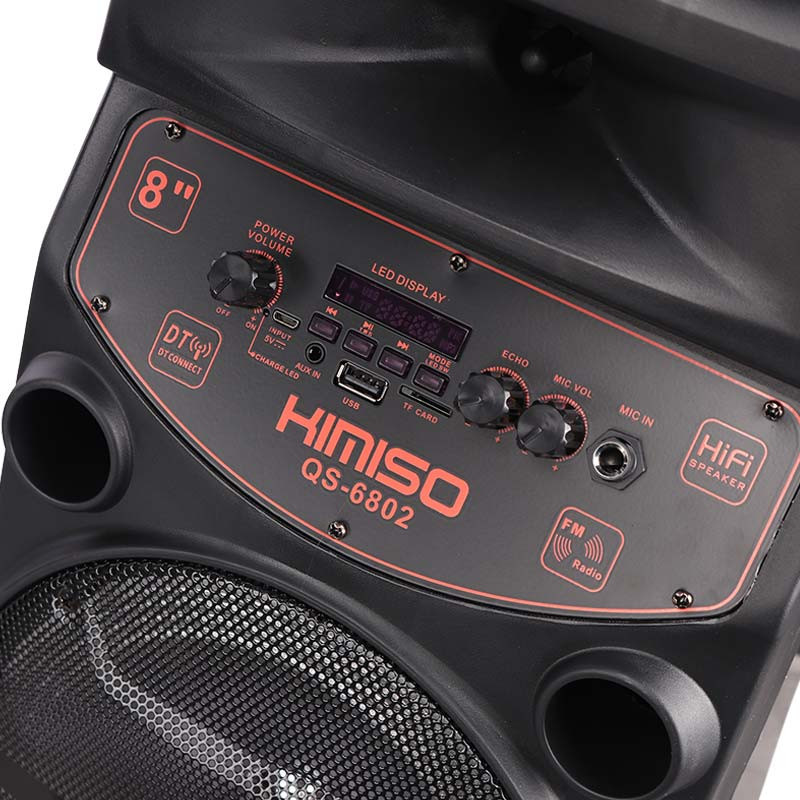 اسپیکر چمدانی بلوتوثی رم و فلش خور Kimiso QS-6802 + میکروفون و ریموت کنترل