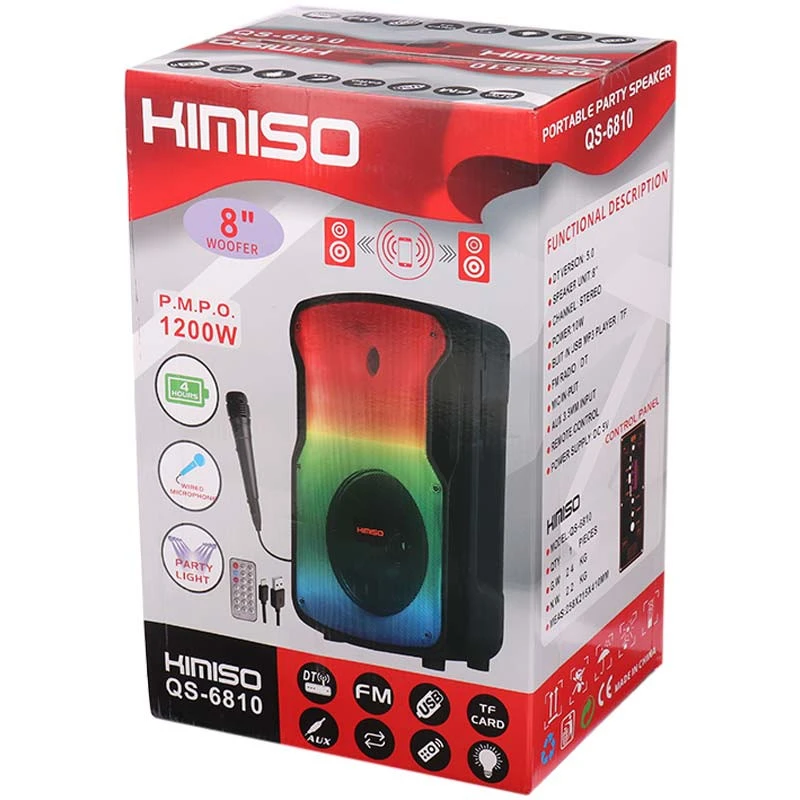 اسپیکر بلوتوثی رم و فلش خور Kimiso QS-6810 + میکروفون و ریموت کنترل