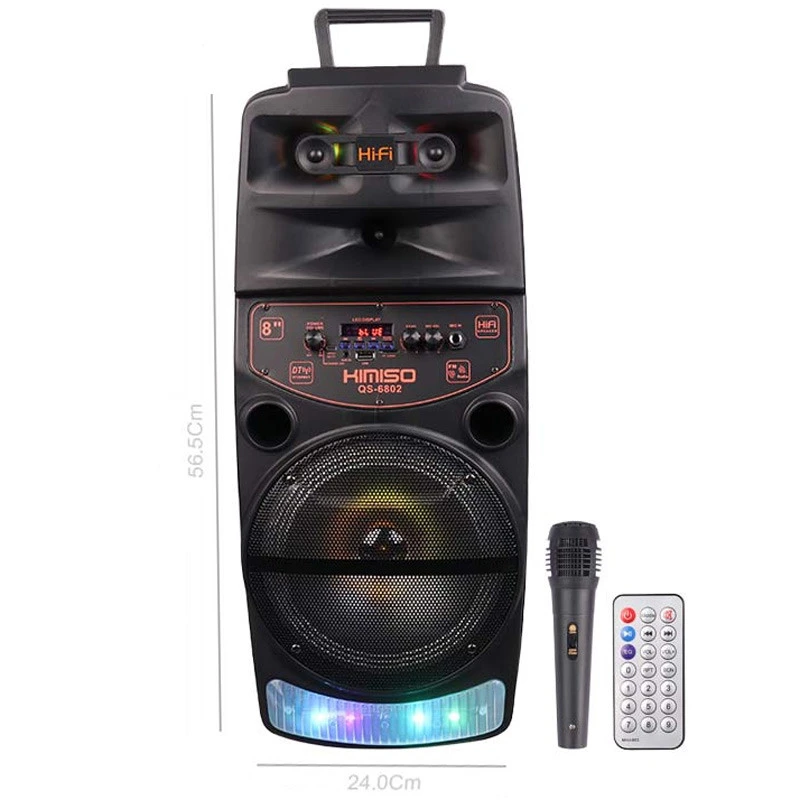 اسپیکر چمدانی بلوتوثی رم و فلش خور Kimiso QS-6802 + میکروفون و ریموت کنترل