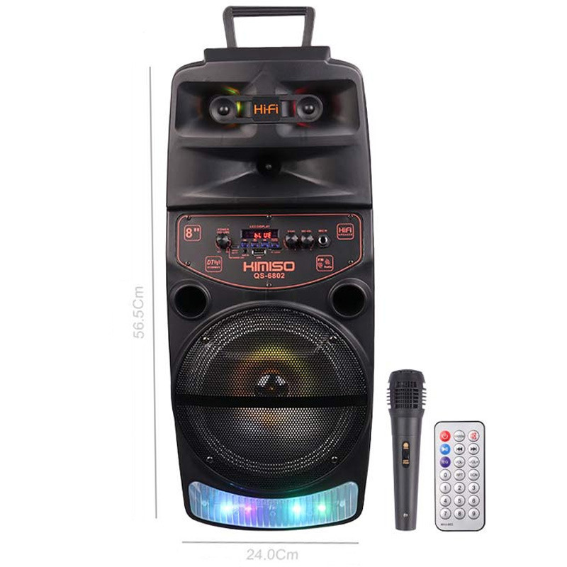 اسپیکر چمدانی بلوتوثی رم و فلش خور Kimiso QS-6802 + میکروفون و ریموت کنترل