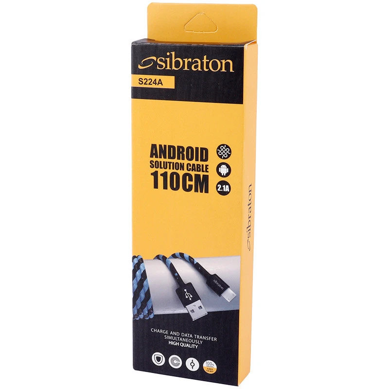 کابل میکرو یو اس بی فست شارژ Sibraton S224A 2.1A 1.1m