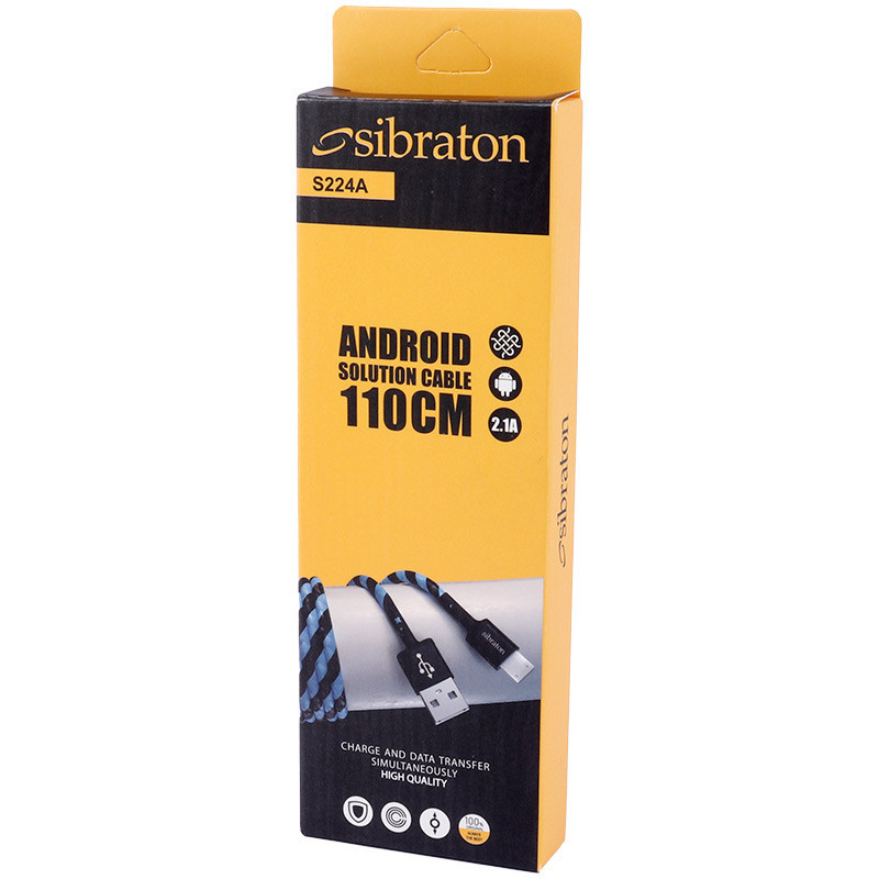 کابل میکرو یو اس بی فست شارژ Sibraton S224A 2.1A 1.1m