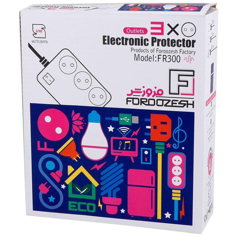 محافظ برق یخچال و فریزر 3 خانه ارت دار فروزش با کابل 4.8 متری FR300