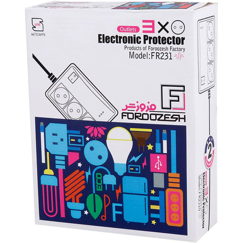 محافظ برق یخچال و فریزر 3 خانه فروزش با کابل 4.8 متری FR231