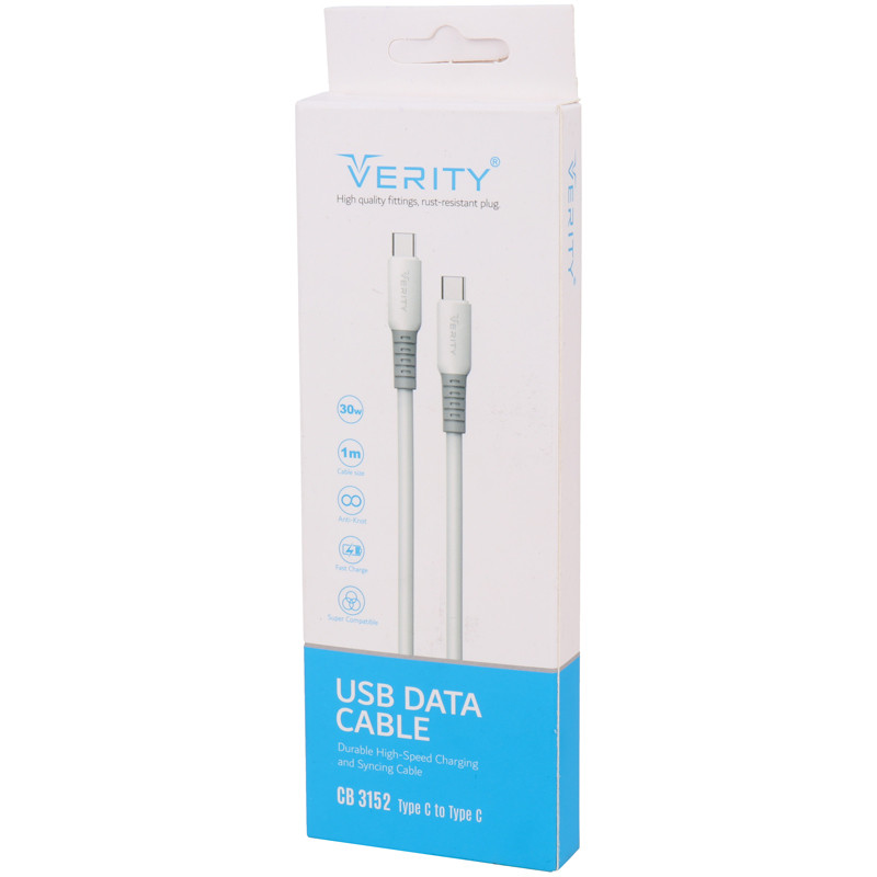 کابل تبدیل فست شارژ Verity CB3152 Type-C To Type-C 30W 1m