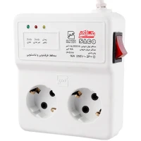 محافظ برق لباسشویی و ظرفشویی 2 خانه کلید دار ارت دار ساکو با کابل 3 متری 22216