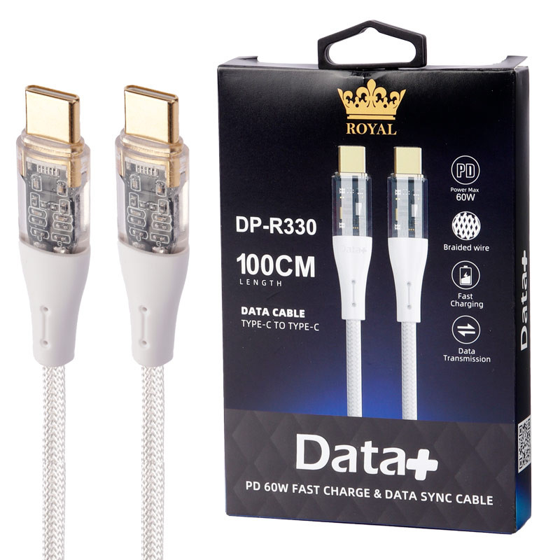 کابل تبدیل فست شارژ Royal DP-R330 Type-C To Type-C PD 60W 3A 1m