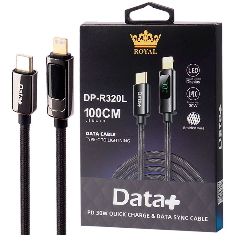 کابل تبدیل فست شارژ Data+ Royal DP-R320L Type-C to Lightning PD 30W 3A 1m