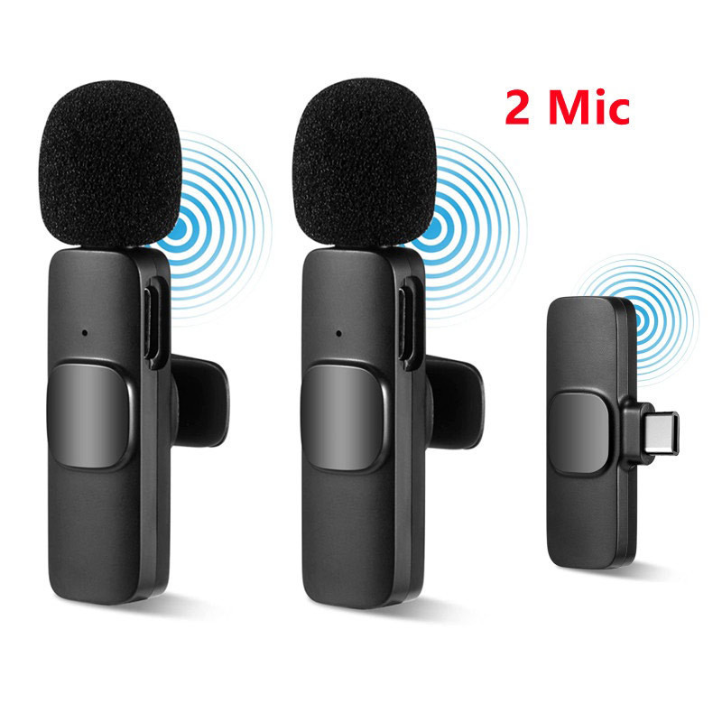 میکروفون یقه ای بی سیم K9 Dual + تبدیل Type-C to Lightning
