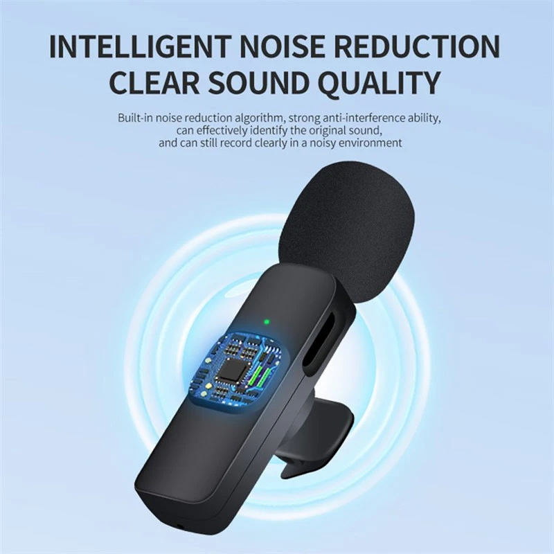 میکروفون یقه ای بی سیم K9 Dual + تبدیل Type-C to Lightning