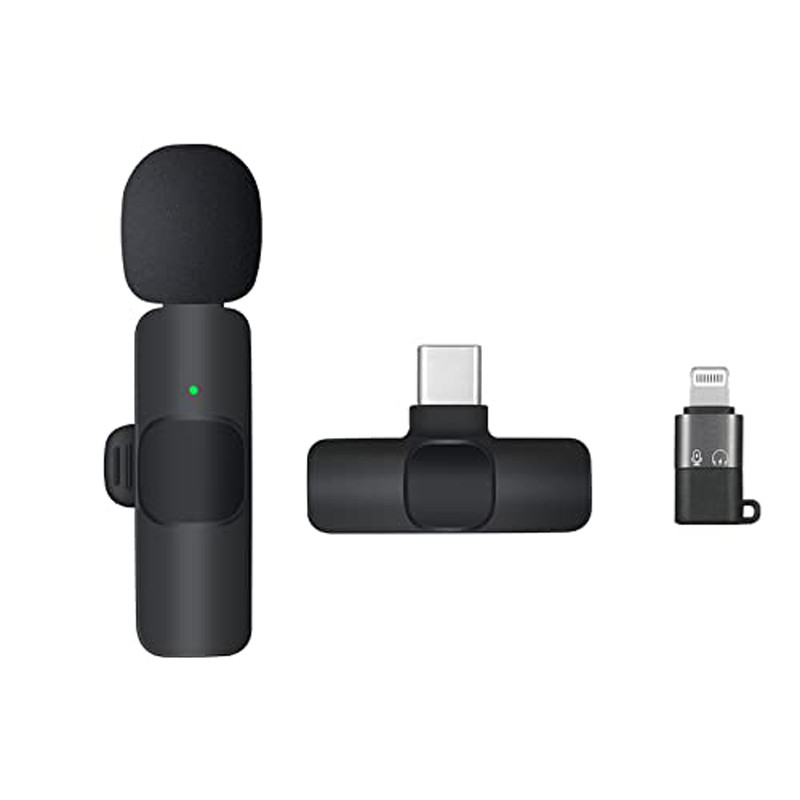 میکروفون یقه ای بی سیم K9 Dual + تبدیل Type-C to Lightning
