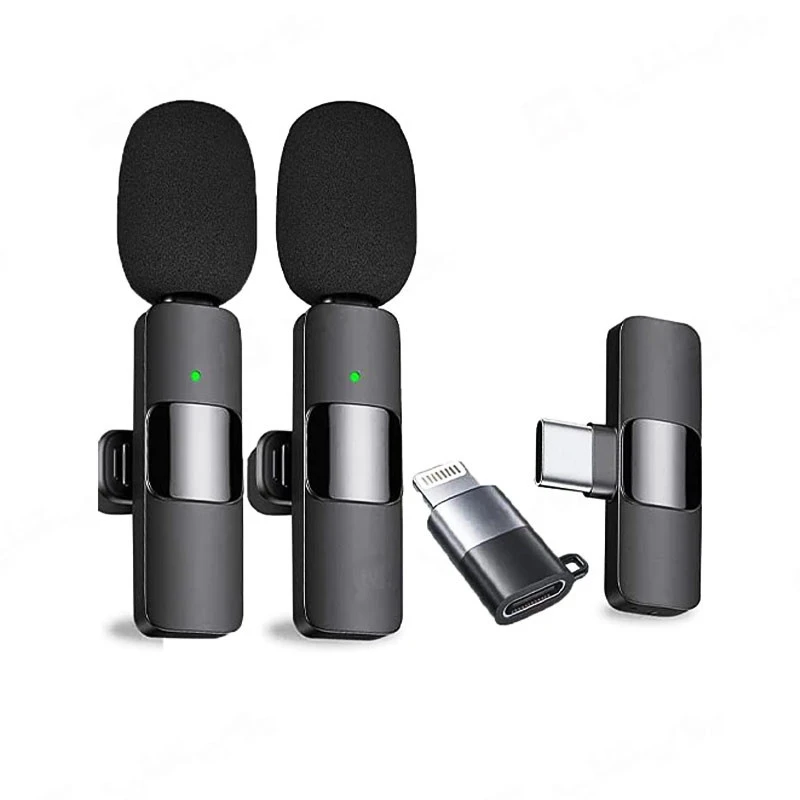 میکروفون یقه ای بی سیم K9 Dual + تبدیل Type-C to Lightning
