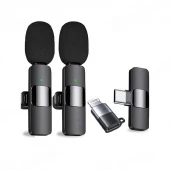 میکروفون یقه ای بی سیم K9 Dual + تبدیل Type-C to Lightning