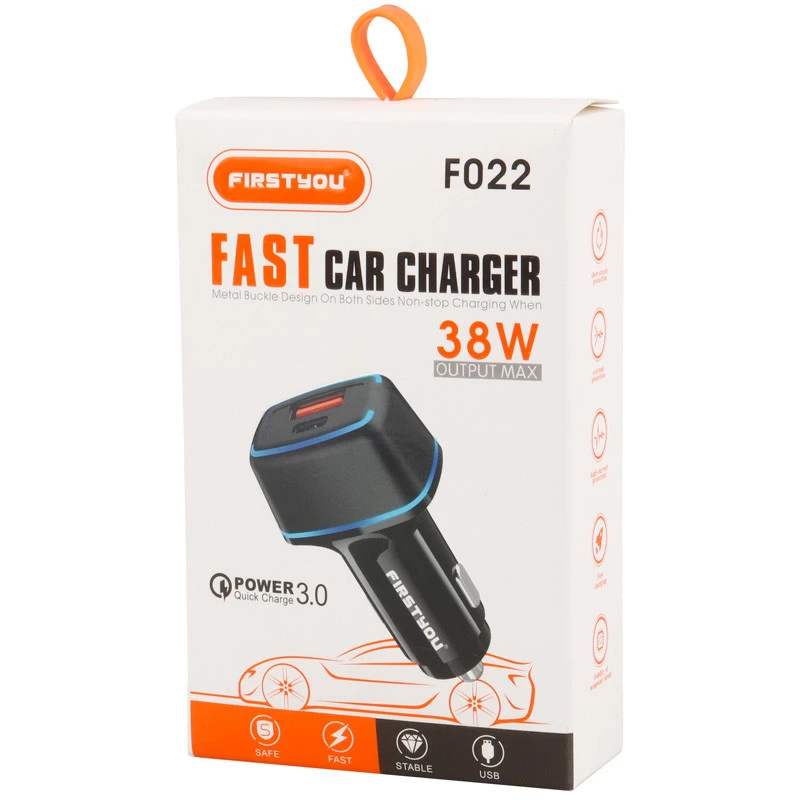 شارژر فندکی فست شارژ Firstyou F022 QC3.0 PD 3A 20W