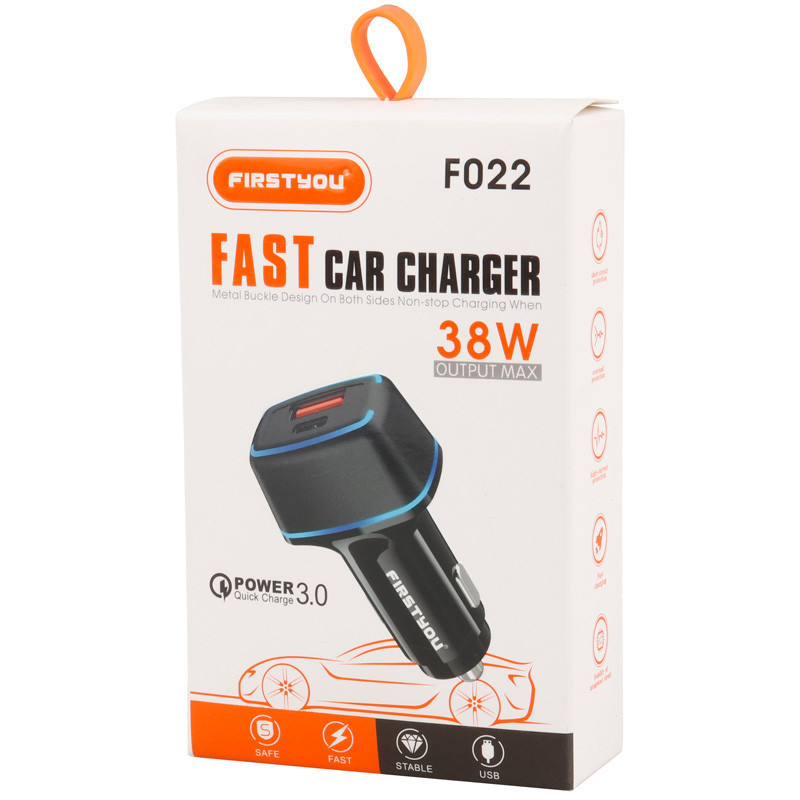 شارژر فندکی فست شارژ Firstyou F022 QC3.0 PD 3A 20W