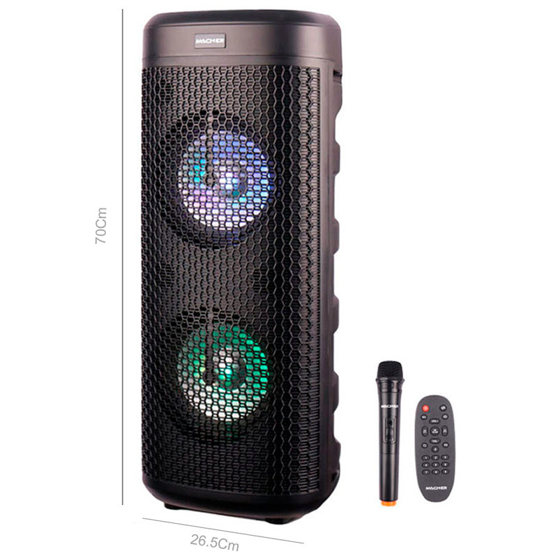 اسپیکر چمدانی بلوتوثی رم و فلش خور Macher MR-810 + میکروفون و ریموت کنترل