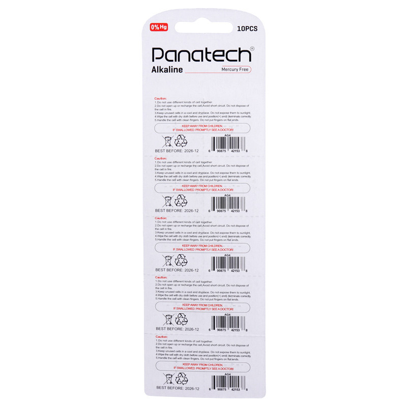 باتری سکه ای Panatech Alkaline AG4 بسته 10 عددی