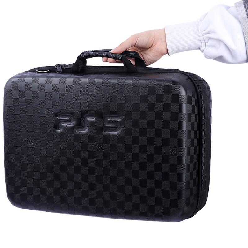 کیف کنسول بازی PS5 چرمی مشکی طرح شطرنجی کد 2