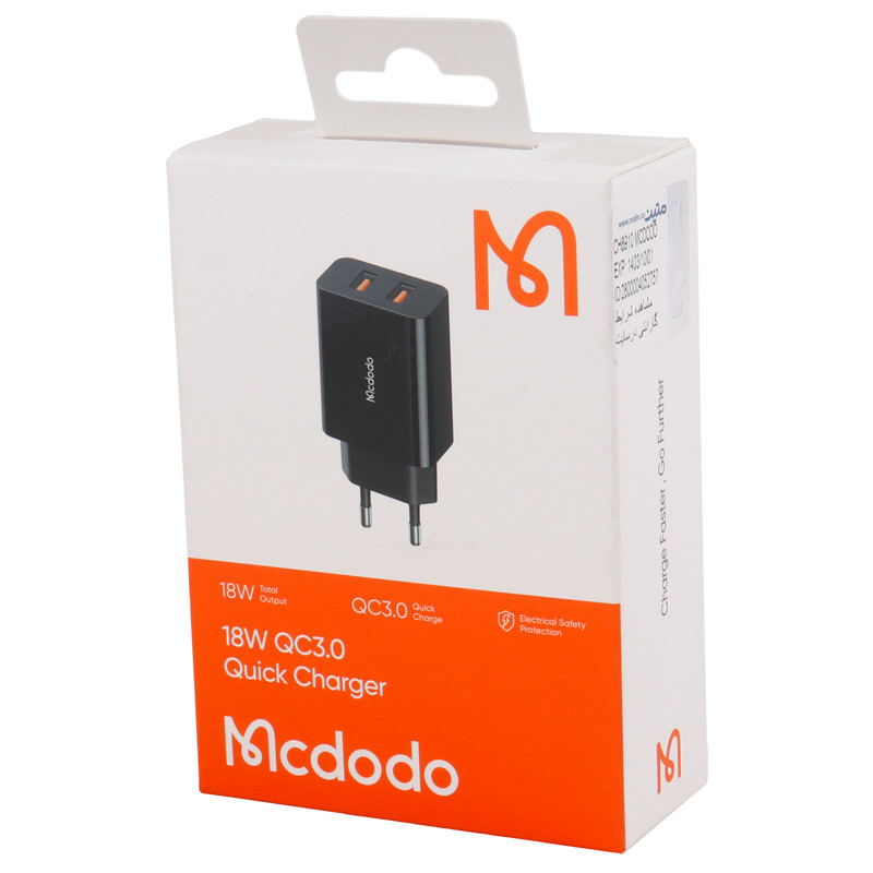 کلگی فست شارژ Mcdodo CH-8910 2Port QC3.0 PD 3A 18W