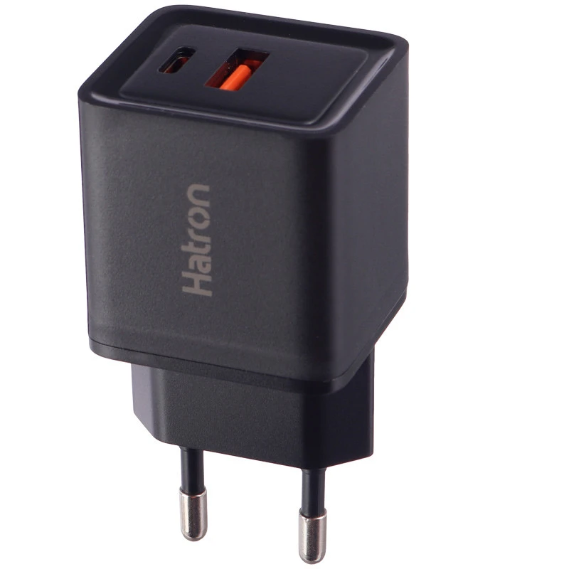 شارژر دیواری فست شارژ Hatron HWC2301PQ 2Port QC3.0 PD 3A 30W + کابل تبدیل تایپ سی