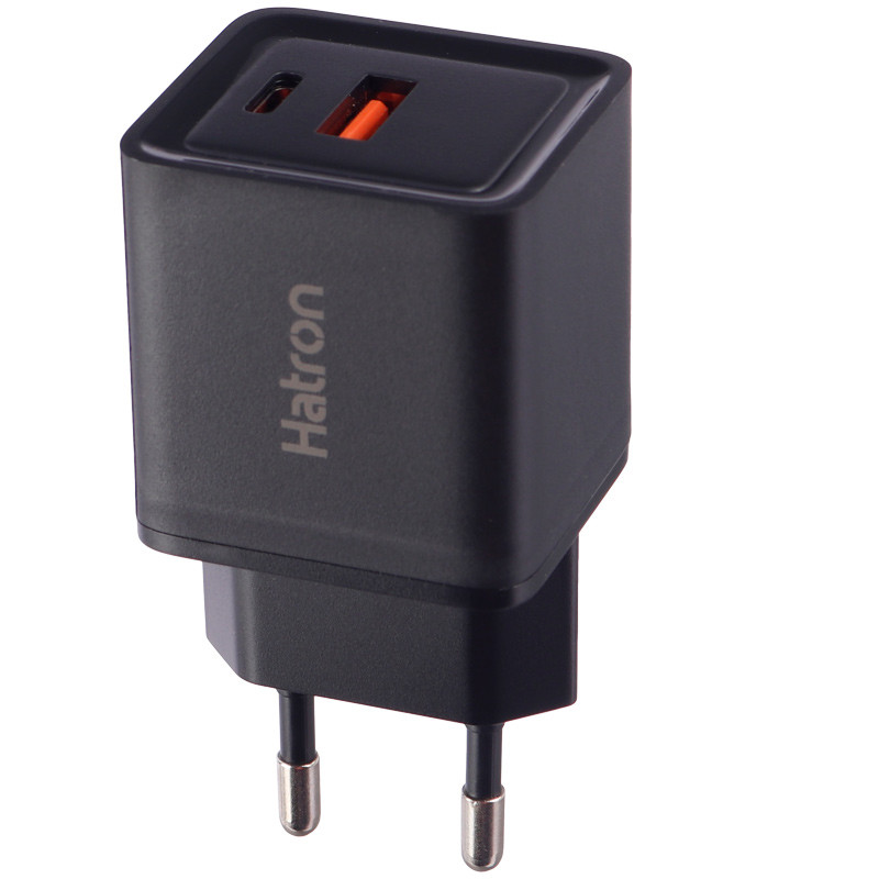 شارژر دیواری فست شارژ Hatron HWC2301PQ 2Port QC3.0 PD 3A 30W + کابل تبدیل تایپ سی