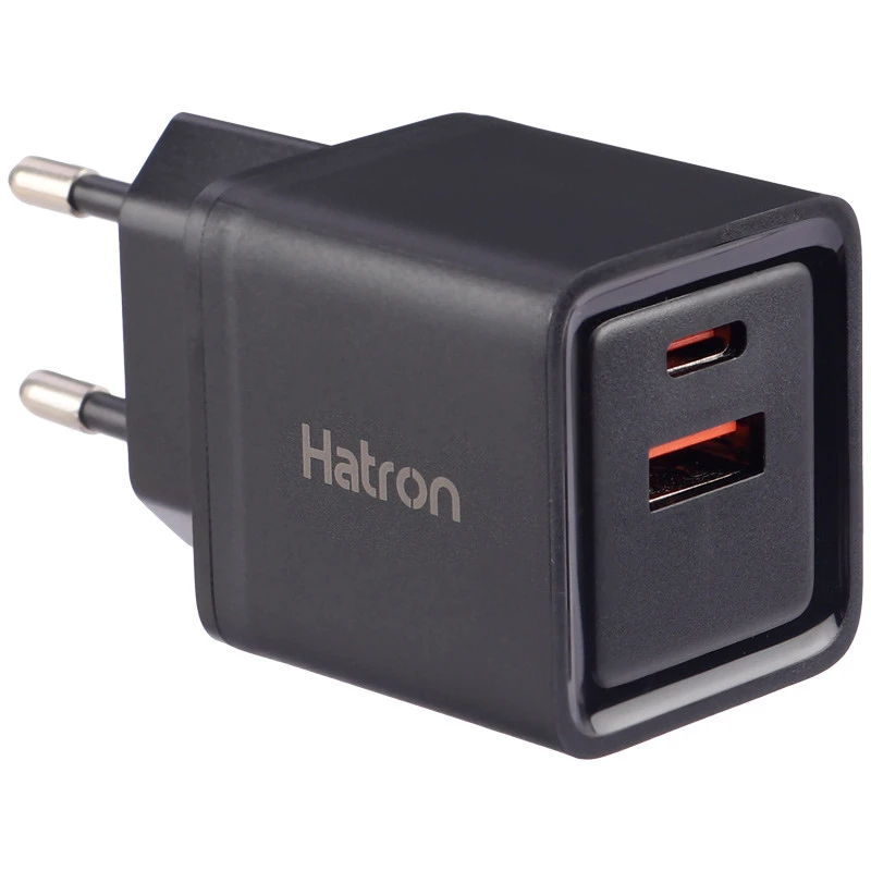 شارژر دیواری فست شارژ Hatron HWC2301PQ 2Port QC3.0 PD 3A 30W + کابل تبدیل تایپ سی