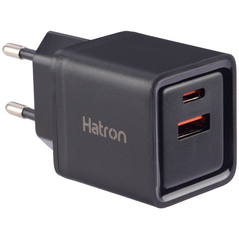 شارژر دیواری فست شارژ Hatron HWC2301PQ 2Port QC3.0 PD 3A 30W + کابل تبدیل تایپ سی