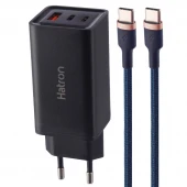 شارژر دیواری فست شارژ Hatron HWC3651PQ 3Port QC3.0 PD 3.25A 65W + کابل تبدیل تایپ سی